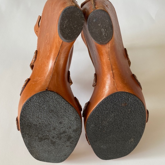 David Aaron leather strappy wedges - Picture 4 of 8